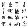 Firefighting icons set