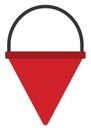 Firefighting red cone bucket, icon