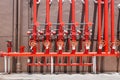 Firefighting Water Pipeline Of Fire Protection Systems, Water Plumbing Sprinkler Pipe For Security Fire Prevention. Water Hose