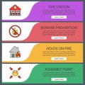 Firefighting web banner templates set