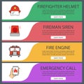 Firefighting web banner templates set