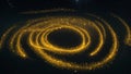 Fireflies creating a glowing spiral pattern in mid-air.