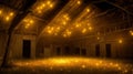 Fireflies lighting up the interior of an old, abandoned barn Royalty Free Stock Photo