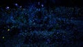 Firefly flying in the forest at night in Prachinburi Thailand. Long exposure technic Royalty Free Stock Photo