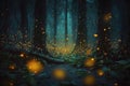 Firefly Forrest, Night Mystical Woods, Enchanted Vibes Royalty Free Stock Photo