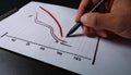 Firefly illustrating a fluctuating graph with distinct upward and downward trends, highlighting key points on paper