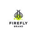 Firefly logo icon design vector line with light lamp on the tail, illustration element design Royalty Free Stock Photo