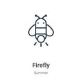 Firefly outline vector icon. Thin line black firefly icon, flat vector simple element illustration from editable summer concept Royalty Free Stock Photo