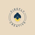 firefly vintage logo with emblem vector illustration design template Royalty Free Stock Photo