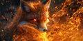 Fireheart: A Majestic Fox, Embraced by Flames, Roars in the Heart of the Forest Royalty Free Stock Photo