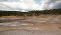 Firehole Lake and hot spring pool in the Lower Geyser Basin in Yellowstone National Park in Wyoming USA Royalty Free Stock Photo