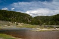 Firehole Lake in Yellowstone National Park, along Firehole Canyon Drive, a geothermal hot spring area Royalty Free Stock Photo