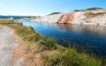 Firehole River flowing past the Midway Geyser Basin in Yellowstone National Park in Wyoming Royalty Free Stock Photo