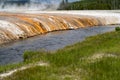 The Firehole River in Yellowstone National Park, as seen from the hot springs in the Black Sand Basin geothermal area Royalty Free Stock Photo