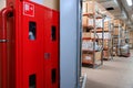 Firehose in warehouse. Fire safety. fire and safety equipment