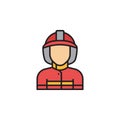 Fireman avatar filled color icon. linear style sign for mobile concept and web design