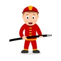 Fireman Cartoon Character with Hose