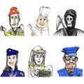 Fireman, Chef, Pilot Woman, Beekeeper, Policeman, Angel of Death