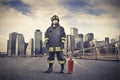 Fireman on a City Street Royalty Free Stock Photo