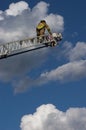 Fireman Climbing Ladder Truck To Put Out Fire Royalty Free Stock Photo