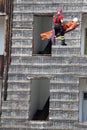 Fireman during an exercise carries the stretcher Royalty Free Stock Photo