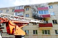 Fireman during extinguish a fire