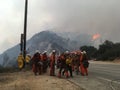 Fireman Fighting Brush Fire, Firefighters, Emergency Crews Royalty Free Stock Photo