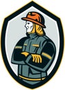 Fireman Firefighter Arms Folded Shield Retro