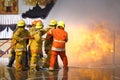 Fireman. Firefighters training. Royalty Free Stock Photo