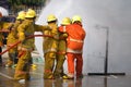 Fireman. Firefighters training. Royalty Free Stock Photo