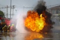 Fireman. Firefighters training. Royalty Free Stock Photo