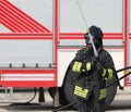 fireman with hose hydrant Royalty Free Stock Photo