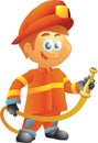 Fireman with hose Royalty Free Stock Photo