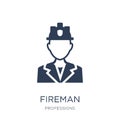 Fireman icon. Trendy flat vector Fireman icon on white background from Professions collection