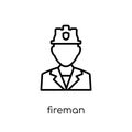 Fireman icon. Trendy modern flat linear vector Fireman icon on w