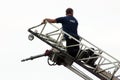 Fireman On Ladder Truck Royalty Free Stock Photo