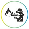 fireman puts out the fire icon, firefighter Royalty Free Stock Photo