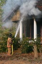 Fireman putting fire out Royalty Free Stock Photo