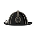 Fireman\'s helmet with flashlight black. Isolated color image
