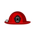 Fireman\'s helmet with flashlight red. Isolated color image