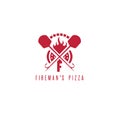 Fireman`s pizza vector concept with oven