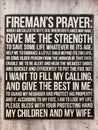 Fireman`s prayer print on wood wall Royalty Free Stock Photo