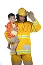 Fireman save children from fire