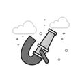Flat Grayscale Icon - Fireman water hose Royalty Free Stock Photo