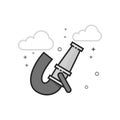 Flat Grayscale Icon - Fireman water hose