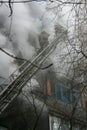 Fireman wearing a gas mask