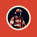 Minimalist Firefighter Icon On Orange Background