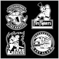 Firemans vector set - t-shirt graphics, fire department, sworn to protect