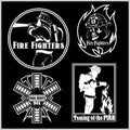 Firemans vector set - t-shirt graphics, fire department, sworn to protect