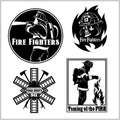 Firemans vector set - t-shirt graphics, fire department, sworn to protect